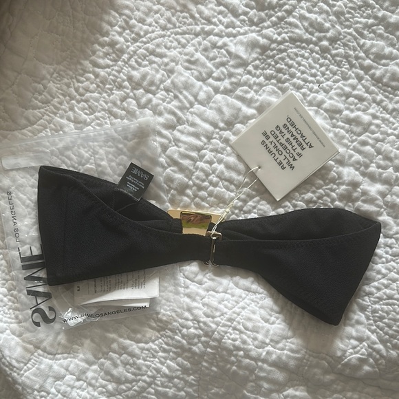 SAME LA Swim Hammer Bandeau Bikini Top - Faux Suede w/Hammered Gold Detail - Picture 7 of 7